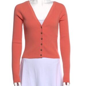 Intermix coral ribbed cardigan